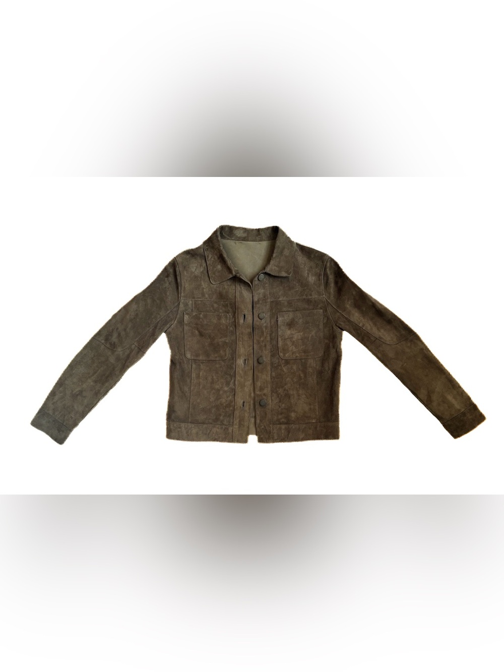 Suede Trucker Jacket | Olive | US 2-4